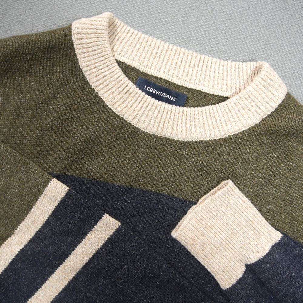 J.Crew Colorblock Wool Cotton Striped Crewneck Men Sweater S Prep Academia